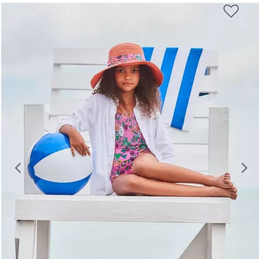Janie and jack Floral Bow Straw Sun Hat — Girl 4-5